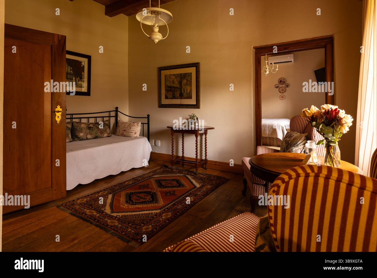 Ein Zimmer des Herrenhauses des Weinguts "klapprig Bridge" in Franschhoek, südafrika. Stockfoto
