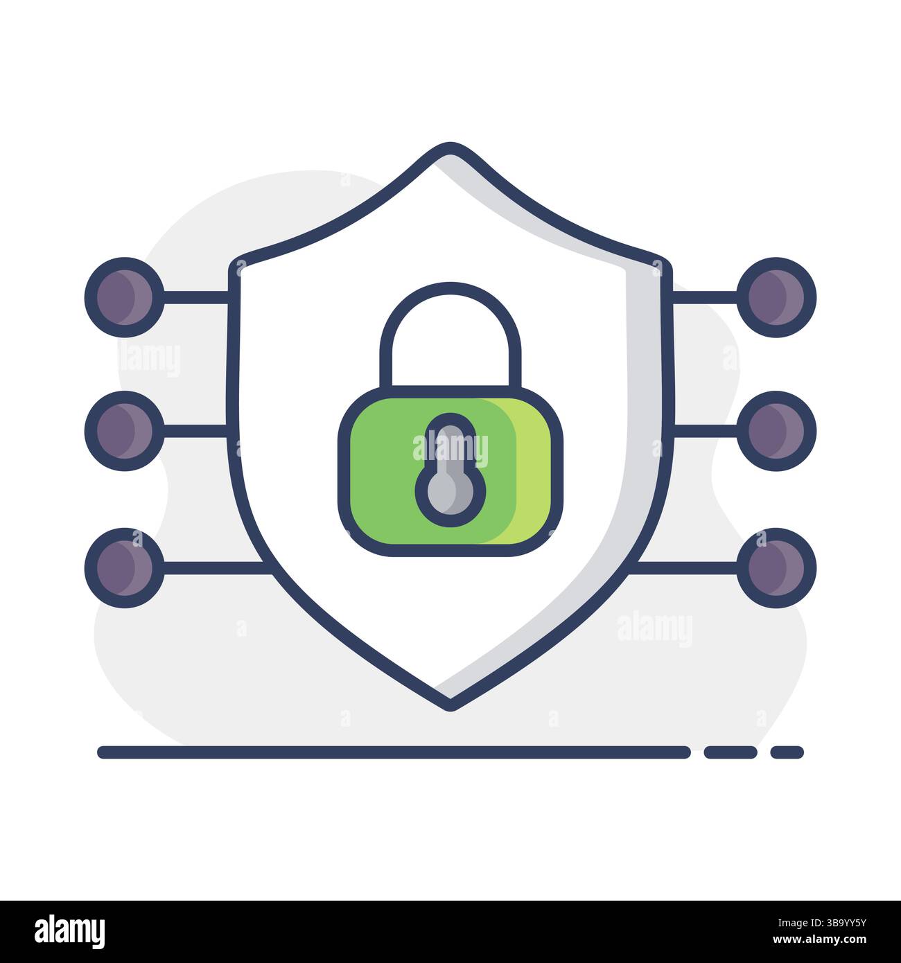 Vektorsymbol Sicherheitsschild. Schutz, Sicherheit, Passwort-Sicherheitssymbol. Konzept des Internet-Datenschutzes Cyber-Schutz oder Antivirensoftware. Cybersicherheit und Stock Vektor