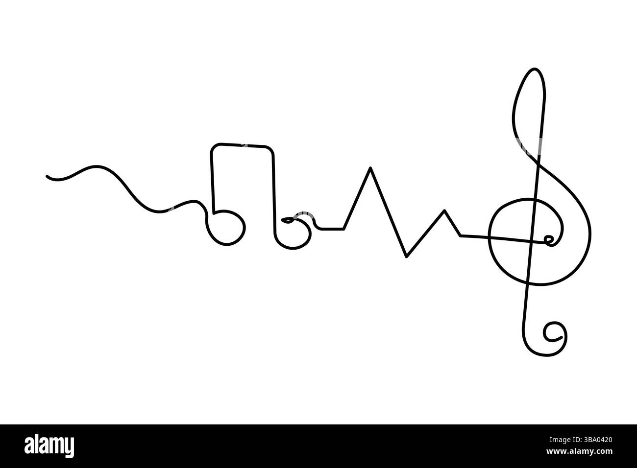 Musik ein-Linie-Kunst mit fortlaufendem Vektorabstrakt auf weißem minimalistischem Stil Stock Vektor
