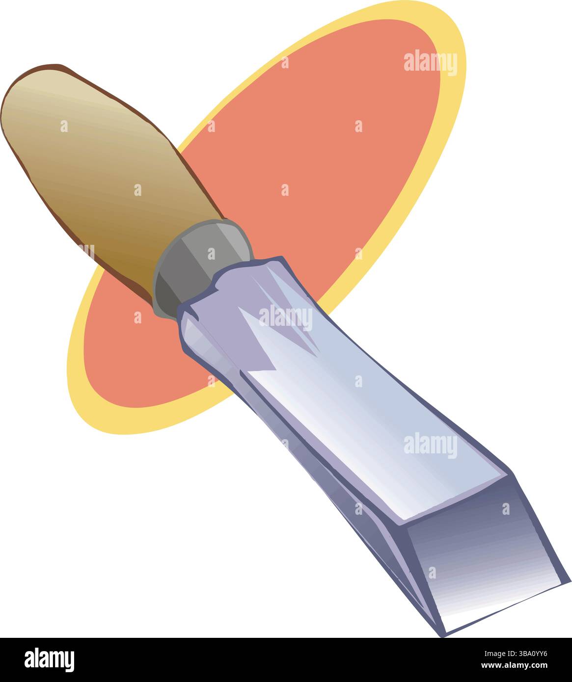 Eine abstrakte Vektor-Illustration zeigt einen Holzmeißel-Werkzeug für Tischlerei-Arbeiten im Cartoon-Stil Stock Vektor