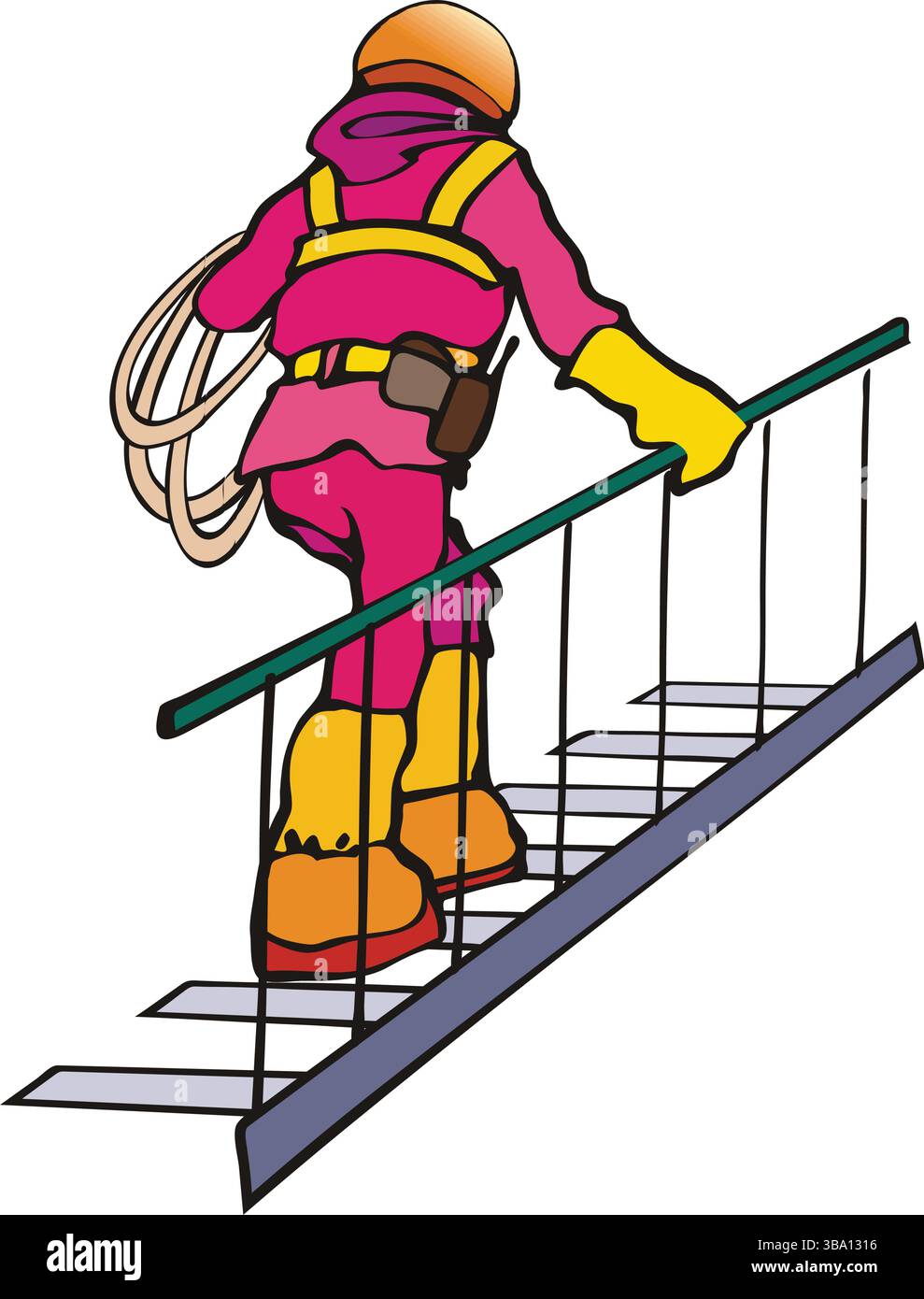 Eine abstrakte Vektor-Illustration zeigt eine Kletterleiter im Cartoon-Stil Stock Vektor