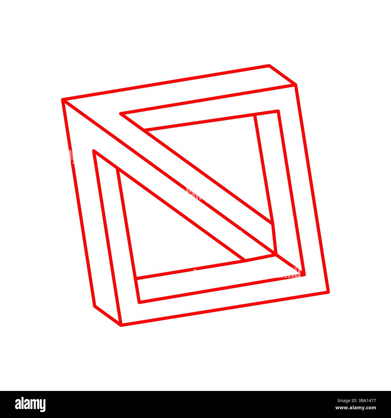 Unmögliche Formen. Logo. Figur mit heiliger Geometrie. Optische Täuschung. Abstraktes ewiges geometrisches Objekt. Unmöglich endlose Kontur. Optische Kunst Stock Vektor