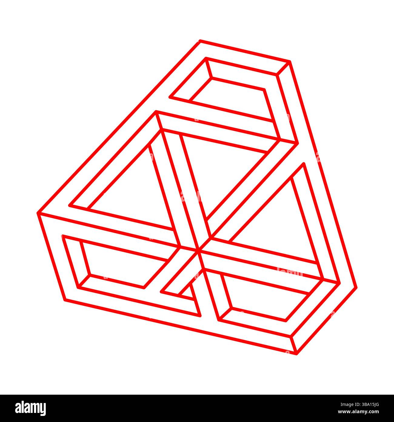 Unmögliche Form. Logo. Abstraktes ewiges geometrisches Objekt. Optische Kunst. Unmöglich endlose Kontur. Strichgrafik. Unmögliches Geometriesymbol auf einem weiß Stock Vektor