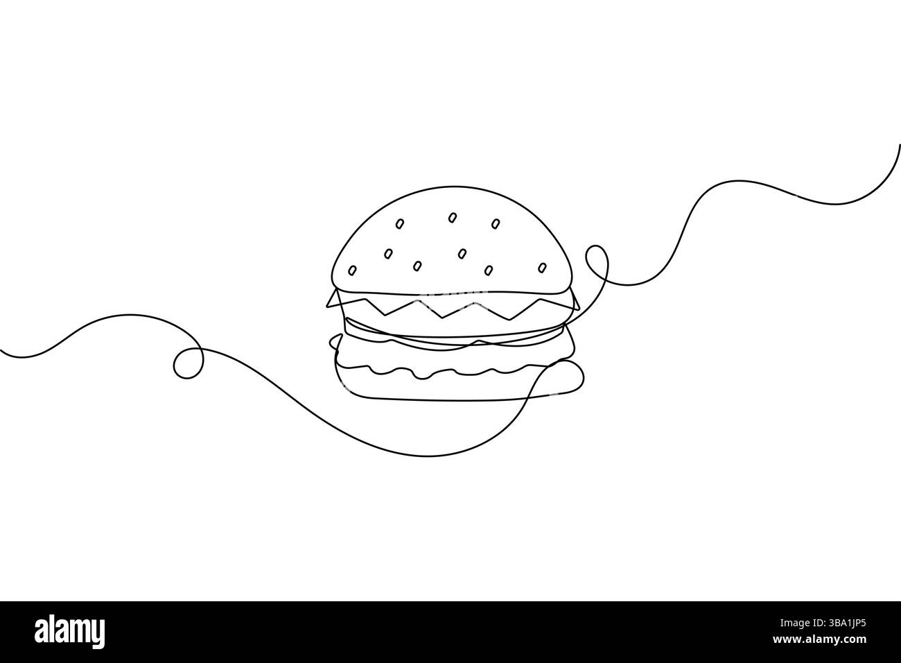 Burger eine Linie Zeichnung minimalistische Umrissvektor Illustration Stock Vektor