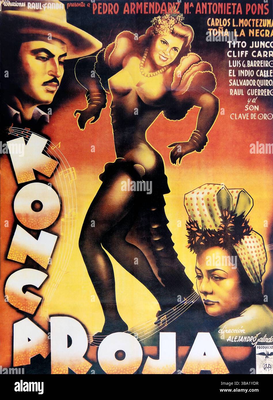 Teilbild des mexikanischen Cine Posters Konga Roja Stockfoto