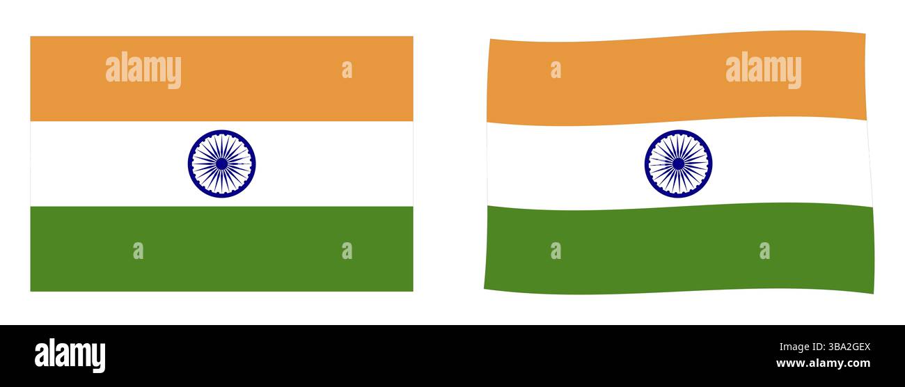 Flagge von Indien. Einfache und leicht wellenförmige Version Stockfoto