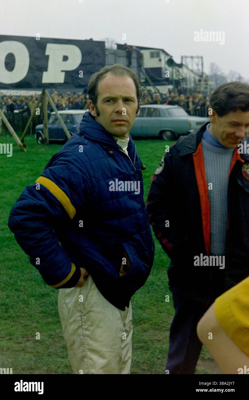 Peter Gethin bei der Rothmans - Daily Express Spring Trophy 1971 im Oulton Park. Stockfoto