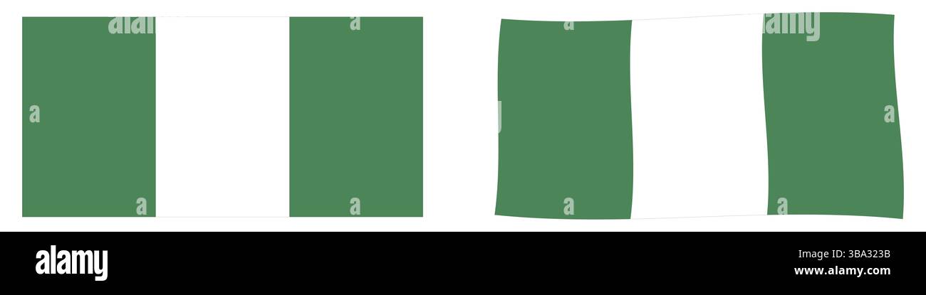 Flagge der Bundesrepublik Nigeria. Einfache und leicht wellenförmige Version Stockfoto