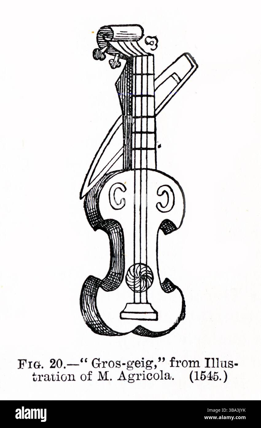 Ein traditionelles musikalisches Streichinstrument namens Gros-Geig aus dem 16. Jahrhundert, aus dem Buch Making Violins, 1887 Stockfoto
