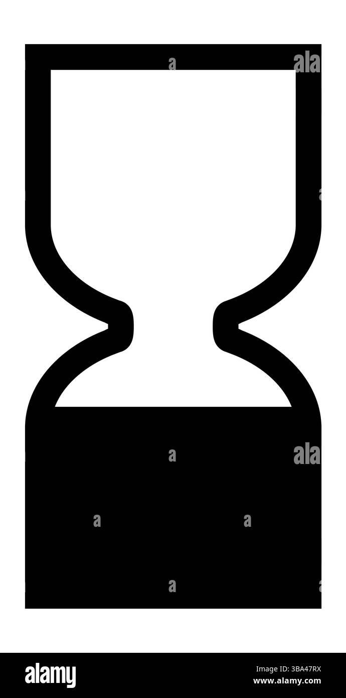 Symbol für „Mindesthaltbarkeitsdatum für Kosmetikprodukte“. Schwarzes Sanduhrsymbol Stockfoto