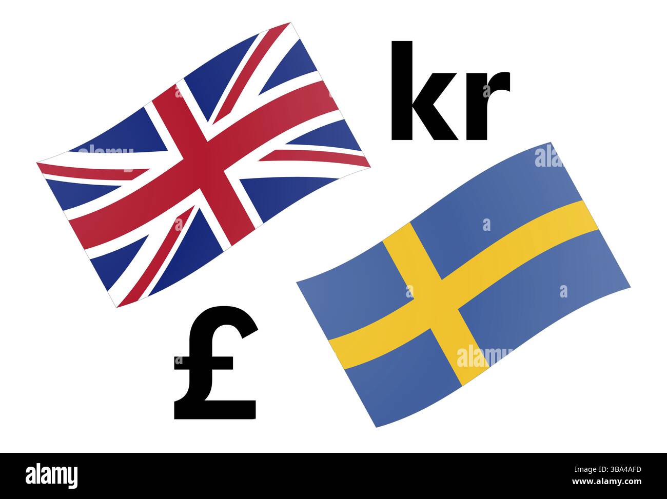 GBPSEK-Forex-Währungspaar-Vektor-Illustration. Britische und schwedische Flagge mit Pfund- und Krone-Symbol Stockfoto