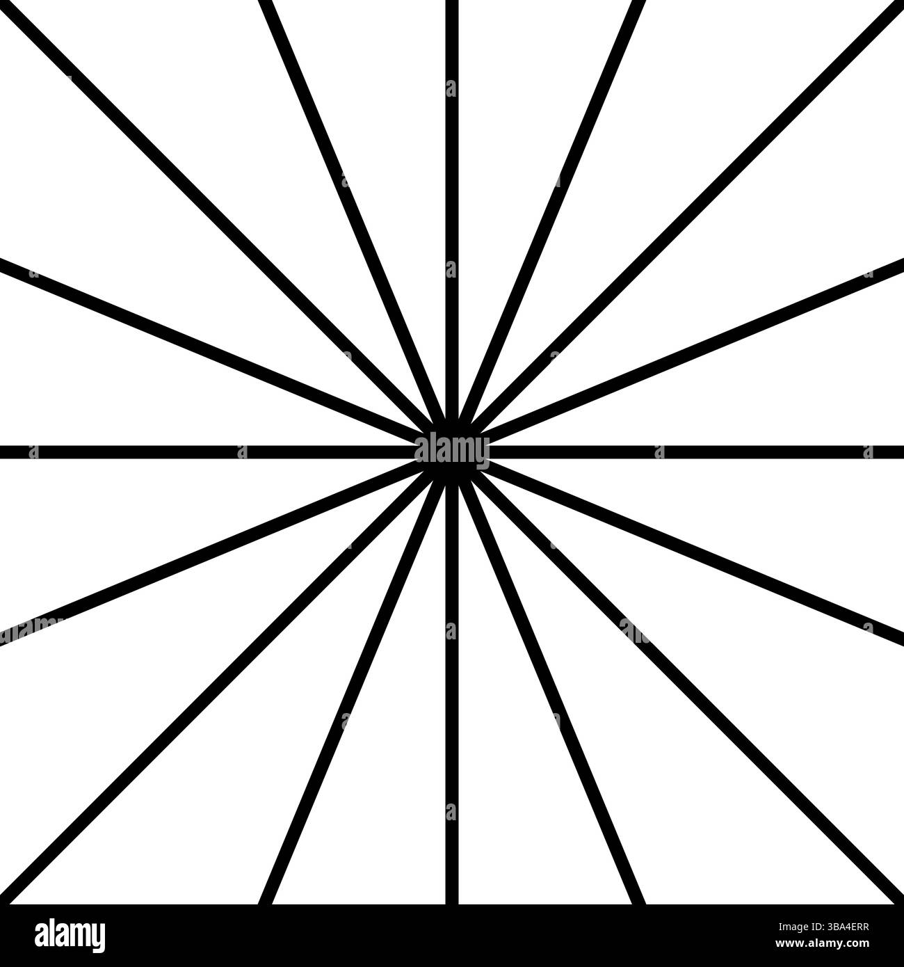 Gerade radiale Linien in quadratischer Form. Schwarze zentrische Strahlen isoliert auf weißem Hintergrund. Strahlkraft, Explosion oder Feuerwerk. Funkelnder oder funkelnder Effekt. Vektorgrafik. Stock Vektor