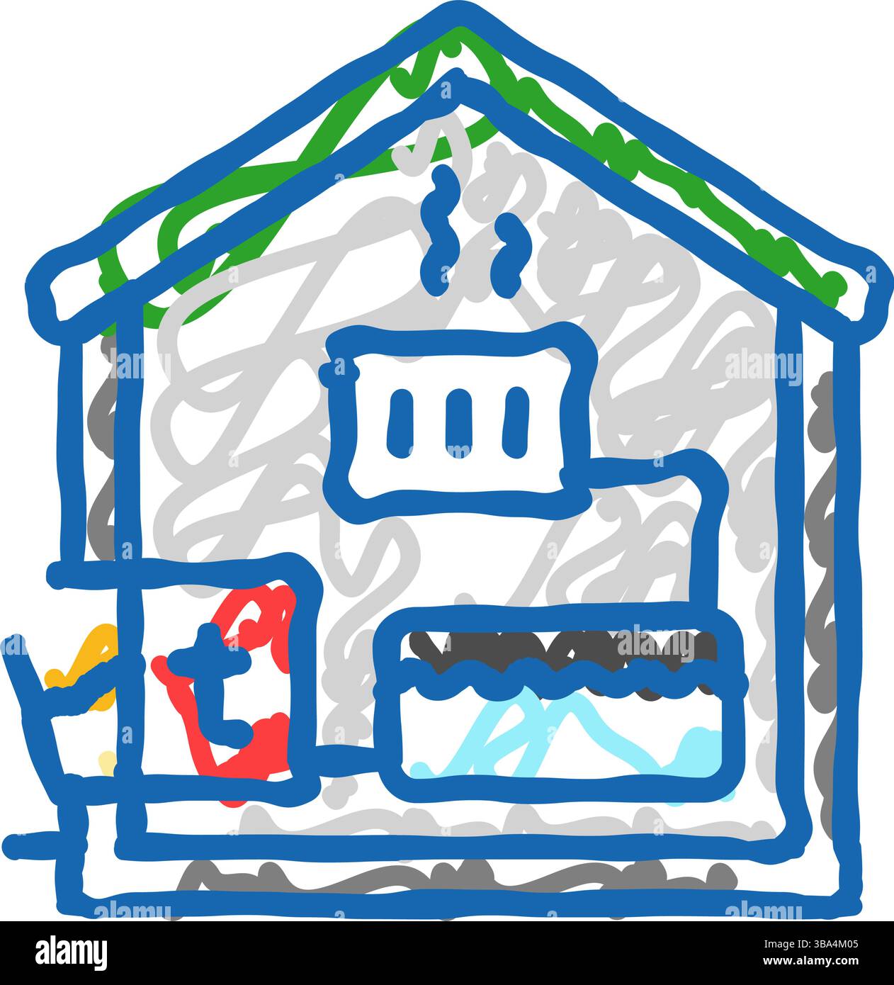 Industrie-Biomasse-Symbol-Kritzelillustration Stock Vektor