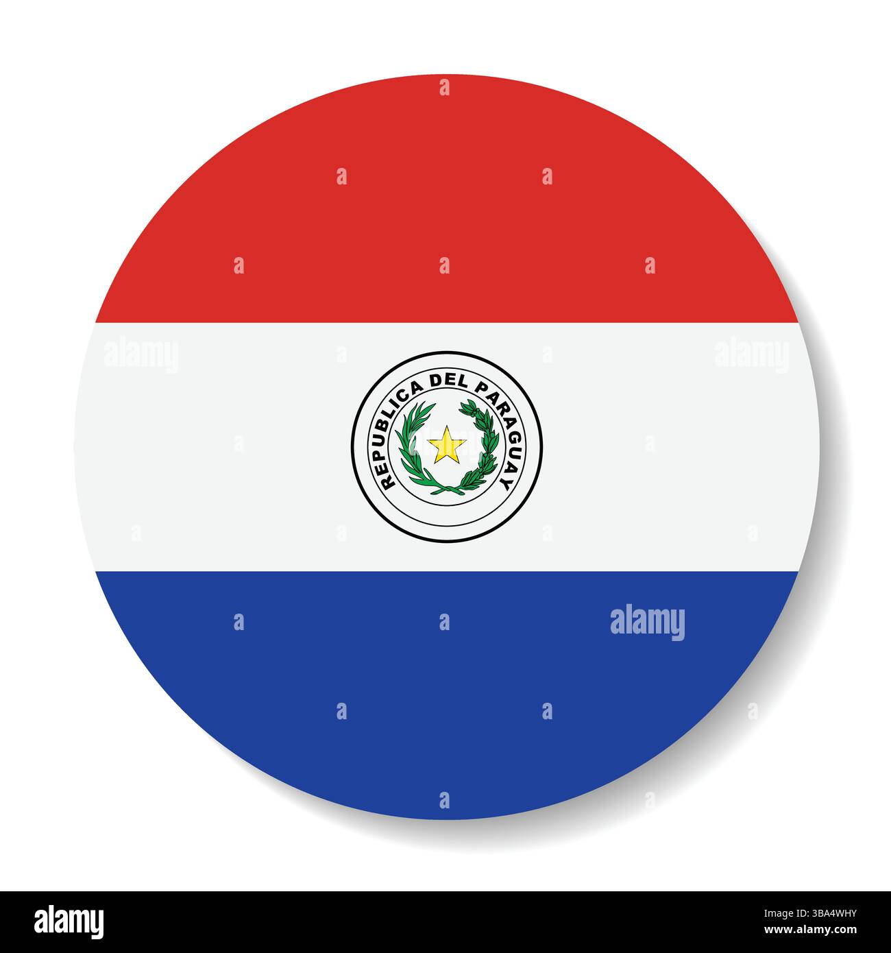 Flagge von Paraguay. Paraguay Kreisflagge Logo Symbol Computer Vektor Illustration Design. Stock Vektor