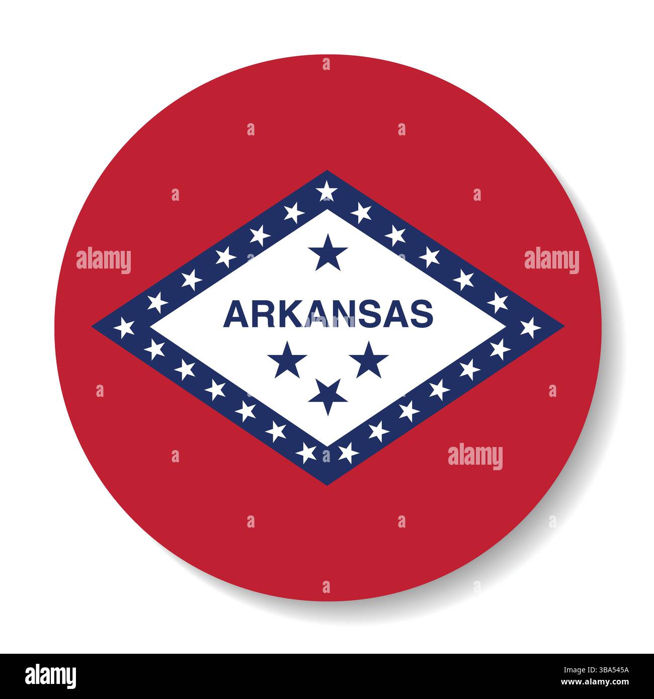 Flagge von Arkansas. Arkansas Kreisflagge Logo Symbol Computer Vektor Illustration Design. Stock Vektor