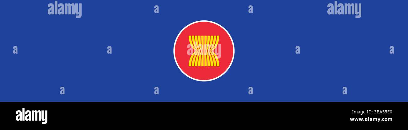 Flagge des Vereins südostasiatischer Nationen. ASEAN Flag langes Banner digitale Vektorillustration. Stock Vektor