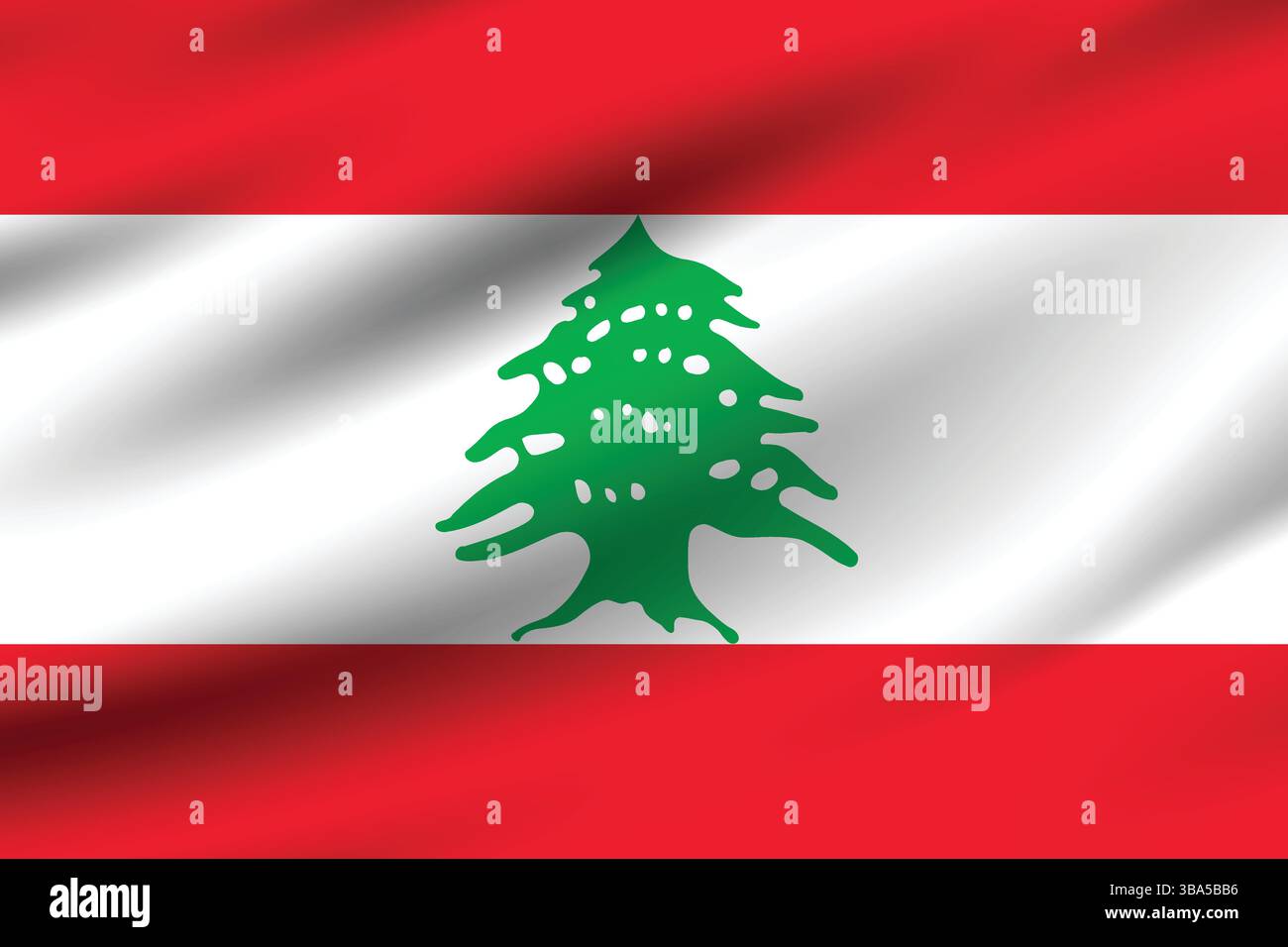 Flagge von Libanon. Libanon Flagge offizielle Farben und Proportion digitale Vektor Illustration. Wellige Flagge. Faltenfahne. Stock Vektor