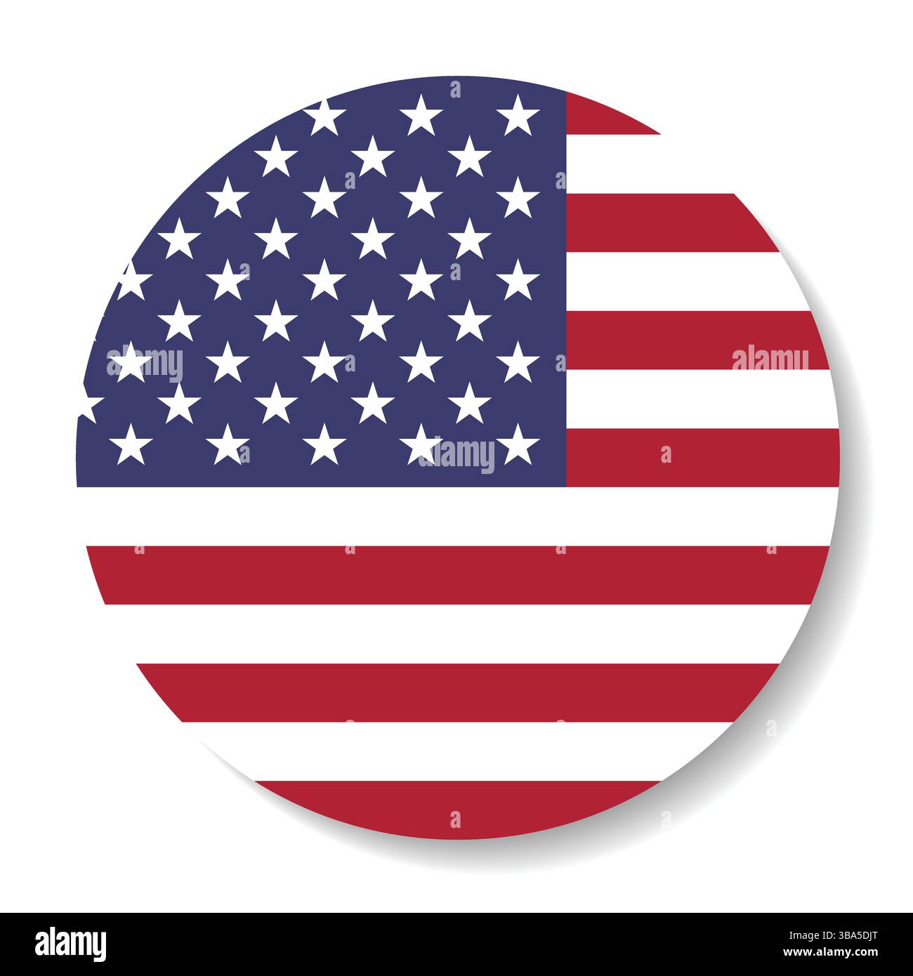 Flagge der Vereinigten Staaten von Amerika. Kennzeichen der US-Taste. Vereinigte Staaten Kreisflagge Logo Symbol Computer Vektor Illustration Design. Stock Vektor