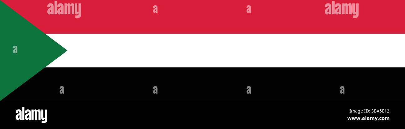 Flagge von Sudan. Sudanflagge langes Banner digitale Vektor-Illustration. Stock Vektor