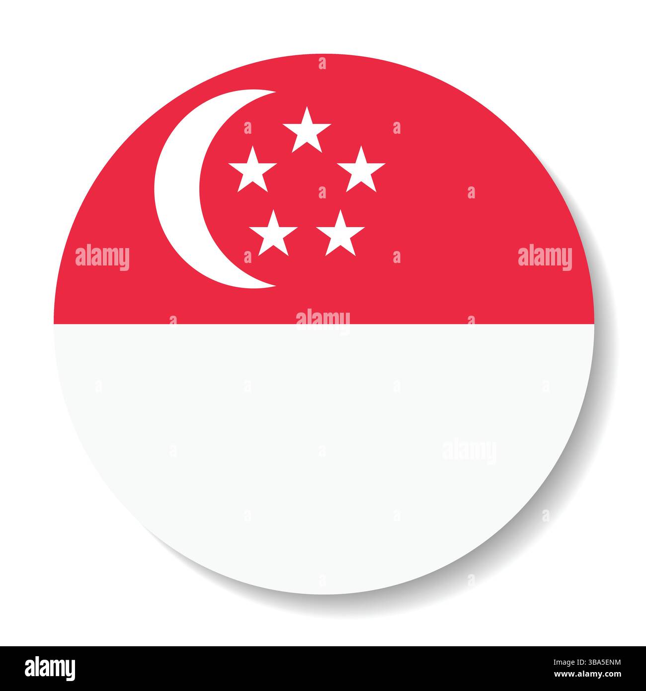 Flagge von Singapur. Singapur Kreisflagge Logo Symbol Computer Vektor Illustration Design. Stock Vektor