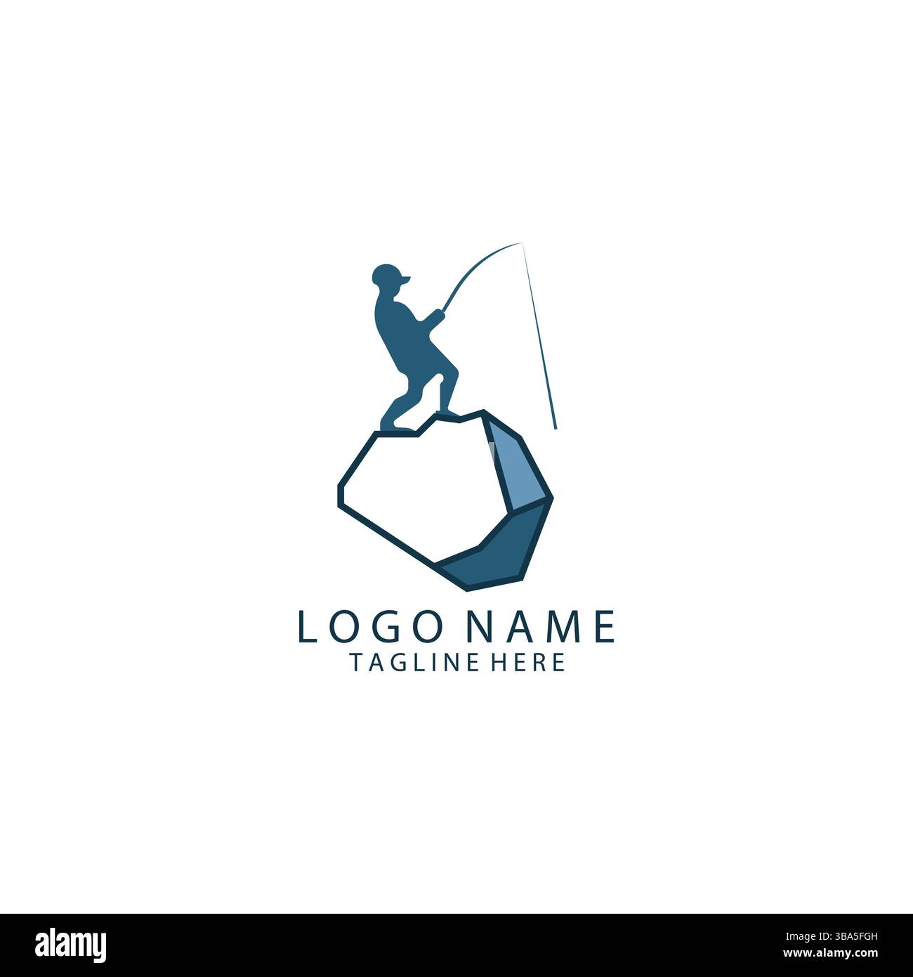 Rock Fisherman Logo Design Vektor Stock Vektor
