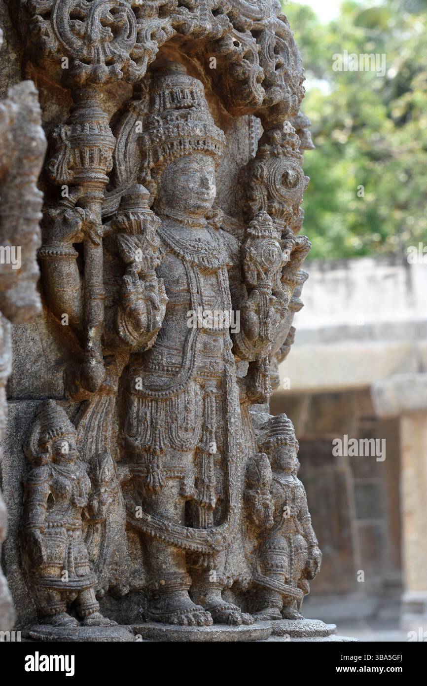 Somanathapura, Tempel, Mysore, Karnataka, Indien, Hoysala, Architektur, kompliziert, Schnitzereien, sternförmig, symmetrisch, Heiligtümer, Grundriss, Süden, Indien Stockfoto