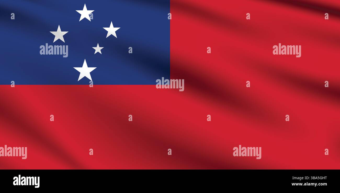 Flagge von Samoa. Samoa Flagge offizielle Farben und proportionale digitale Vektor-Illustration. Wellige Flagge. Stock Vektor