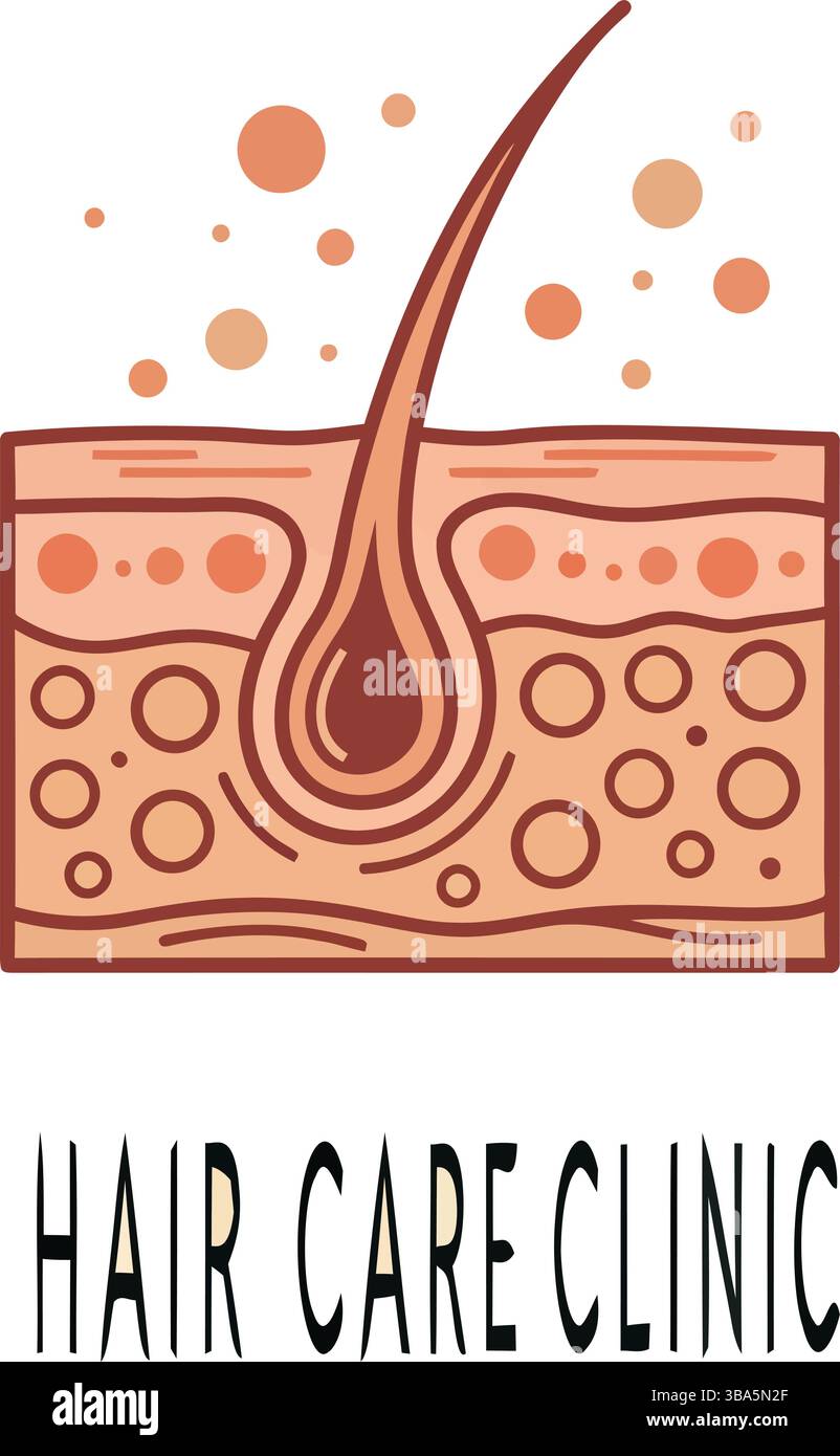 Haarpflege-Klinik-Logo mit Haarfollikel-Illustration Stock Vektor