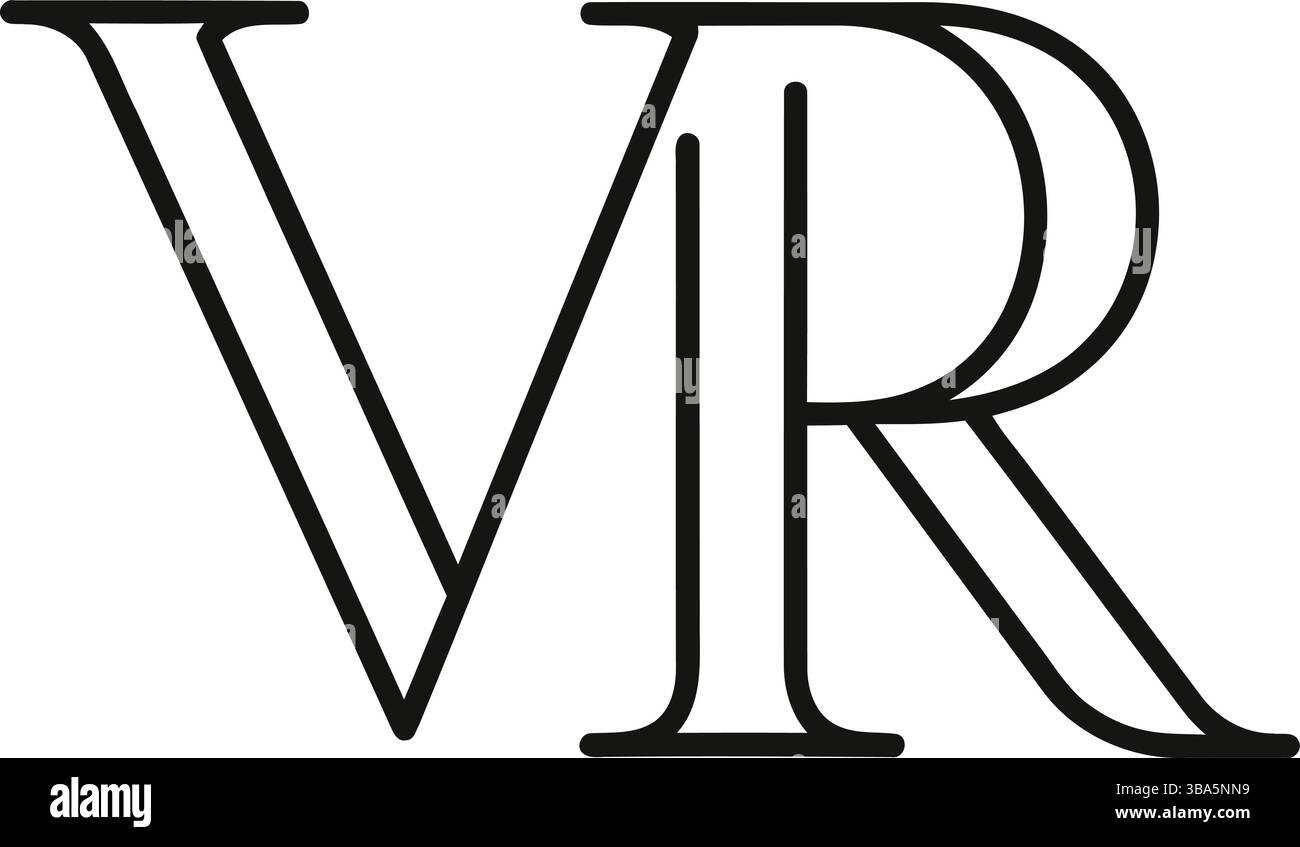 Stilisierte VR-Schrift mit fettgedruckter Verbindung Stock Vektor