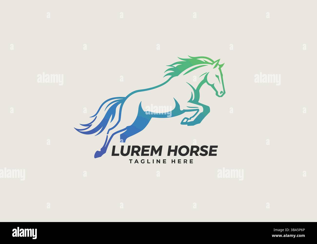 Dynamic Horse Logo mit Farbverlauf in Grün und Blau Stock Vektor