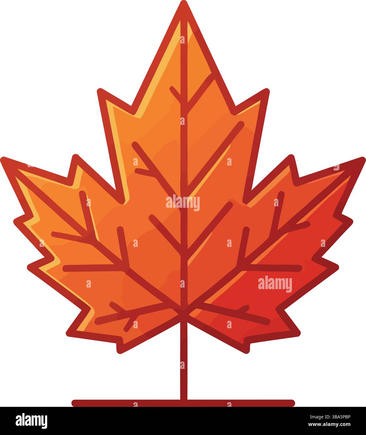 Symbol für stilisiertes Ahornblatt mit rotem und orangefarbenem Farbverlauf Stock Vektor