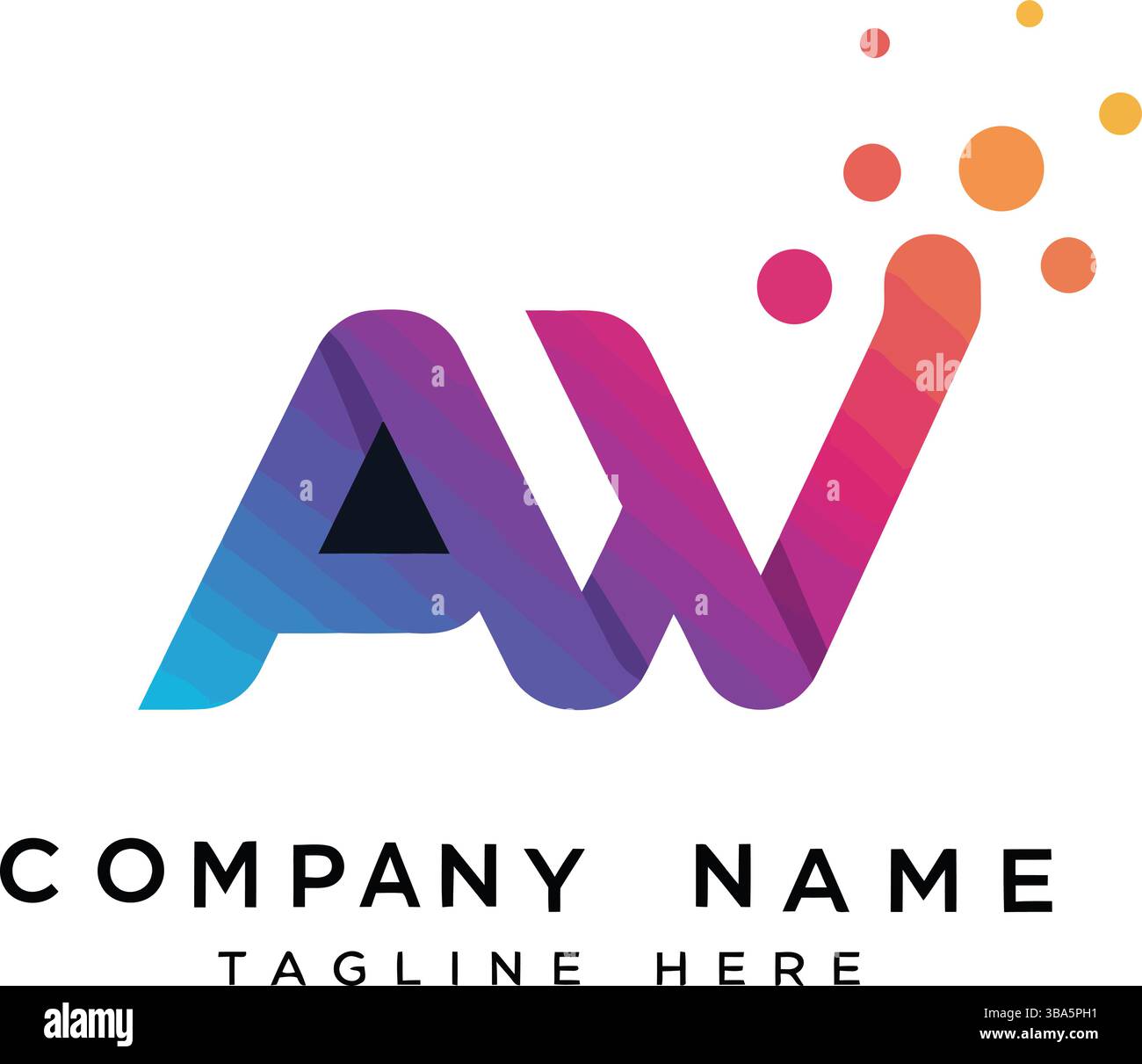 Lebendiges AW Letter Logo mit kreativen Punkten Stock Vektor