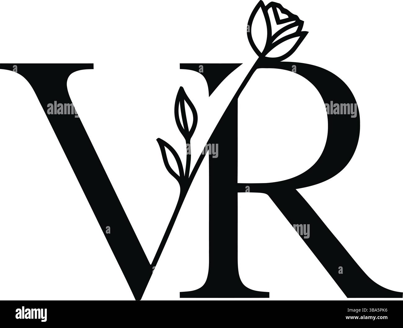 VR-Typografie mit Rosenakzent – eleganter Schriftzug Stock Vektor