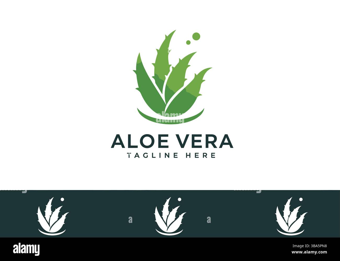 Aloe Vera Logo – sauberes und natürliches Branding Stock Vektor