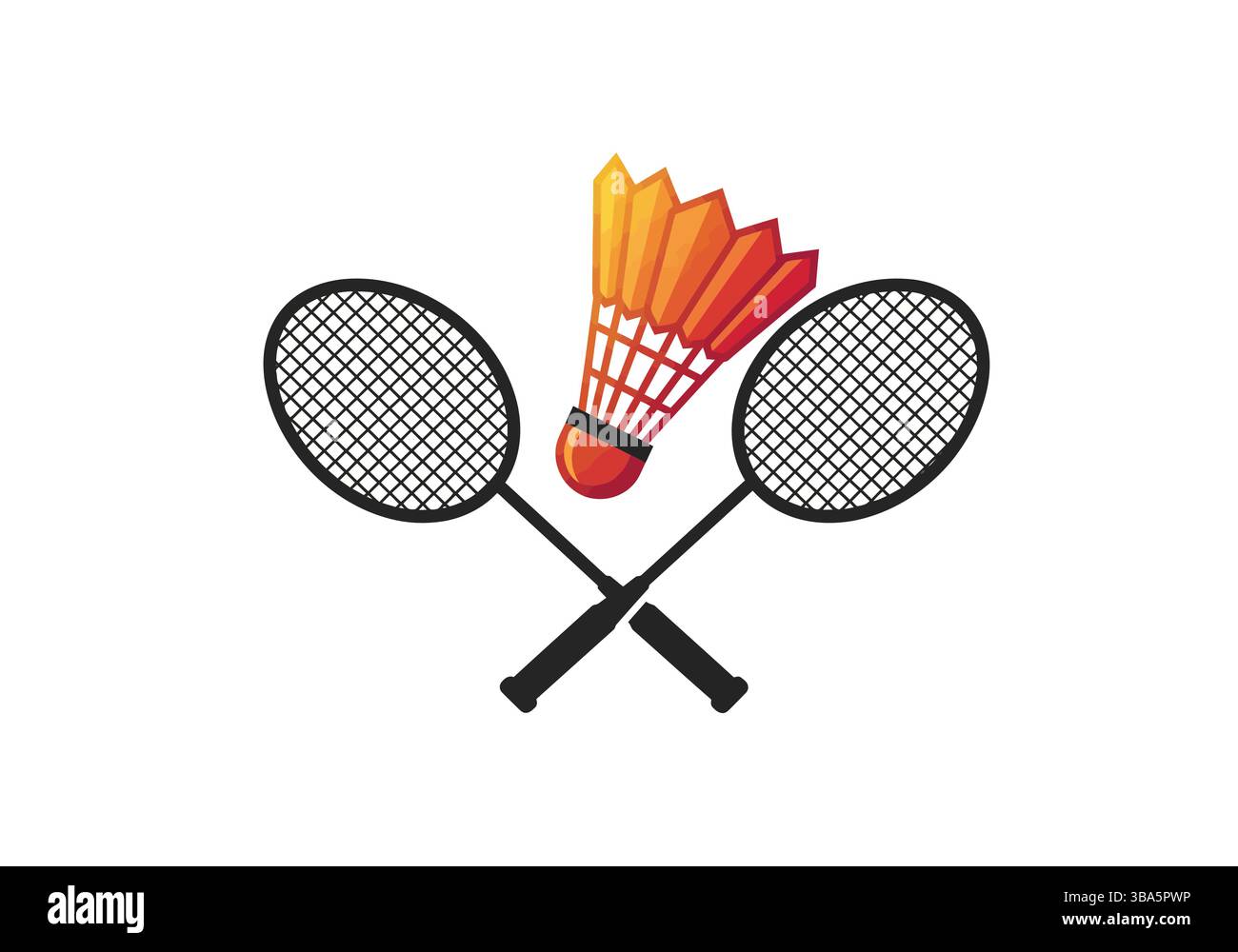 Überquerte Badminton-Schläger mit Shuttlecock – Sportausrüstung Stock Vektor