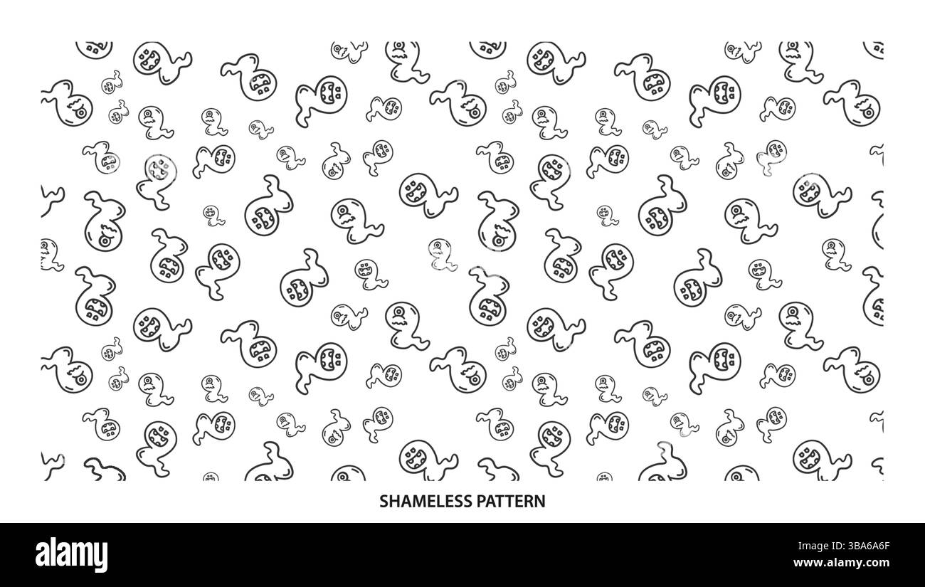 Einfaches schwarzes Outline abstraktes nahtloses Muster für skurrile Designs Stock Vektor