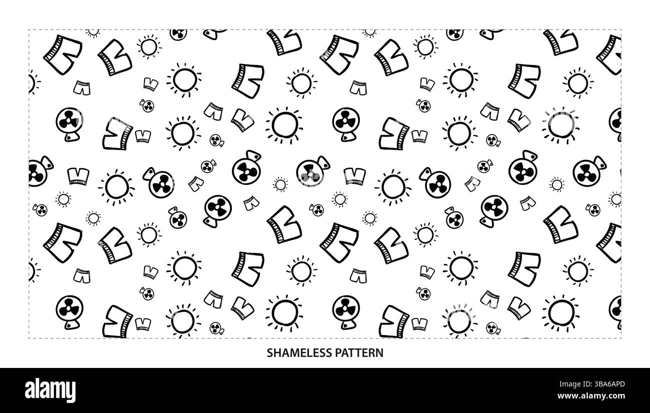 Simple Black Outline Summer Beach Icons Nahtloses Design Stock Vektor