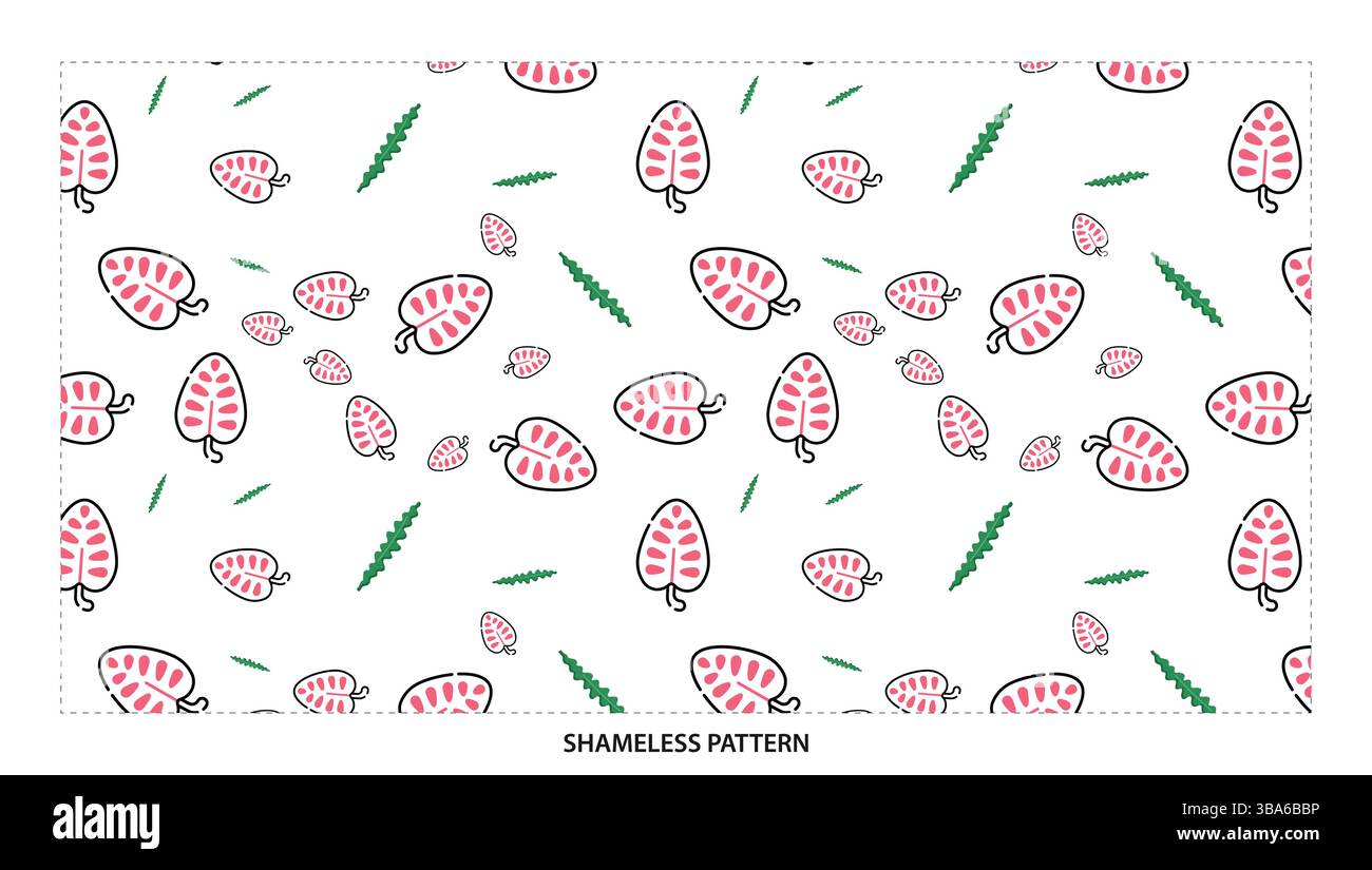 Niedliches nahtloses Muster mit tropischem Blatt in Pink und Grün für Sommerdesigns Stock Vektor