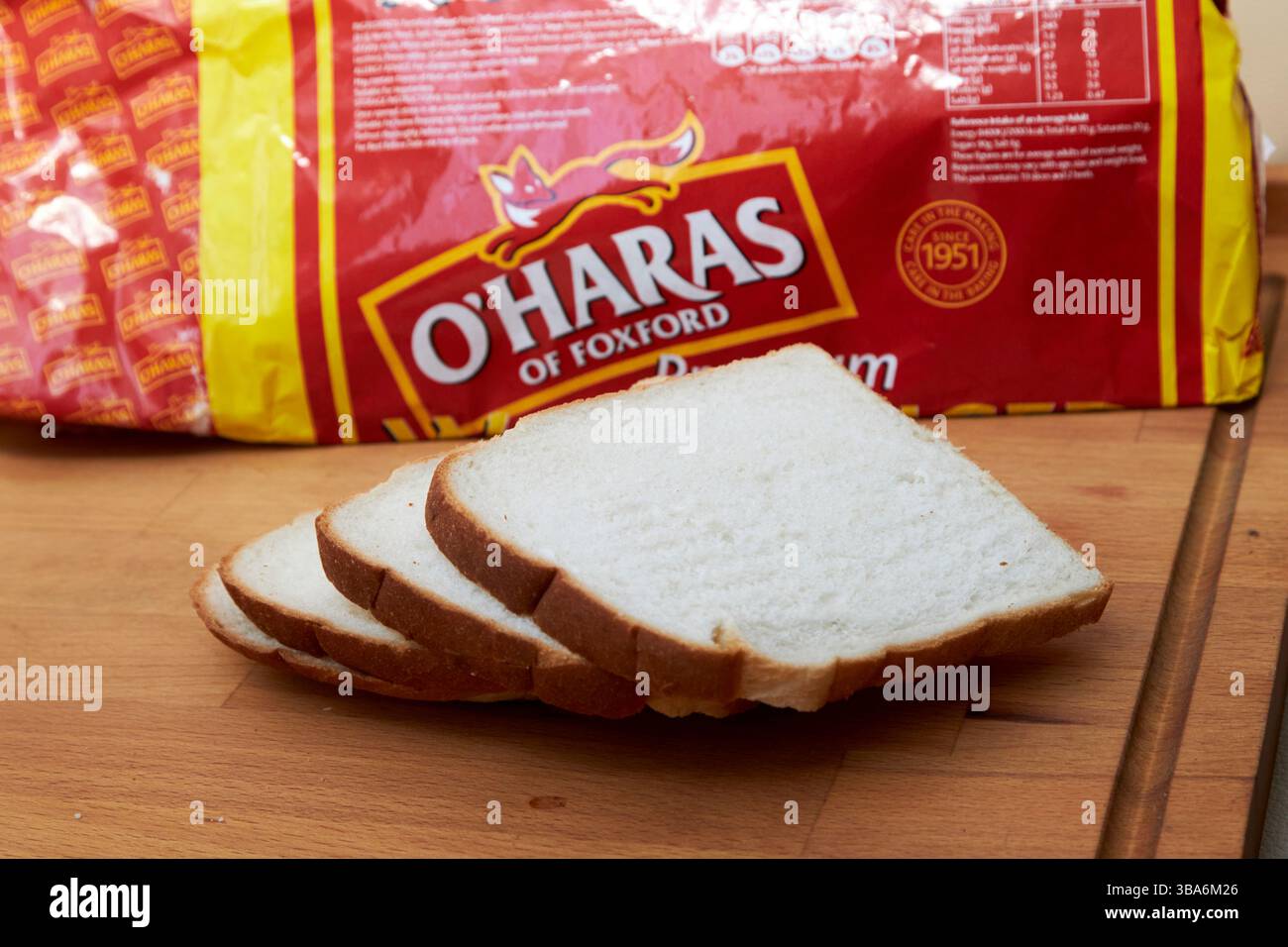 Scheiben von Ohaaras von Foxford Premium White Brotpfanne County Mayo republik irland Stockfoto