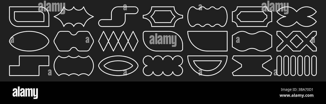 Weiße Rahmen mit geometrischen Grundformen und Figuren. Stock Vektor