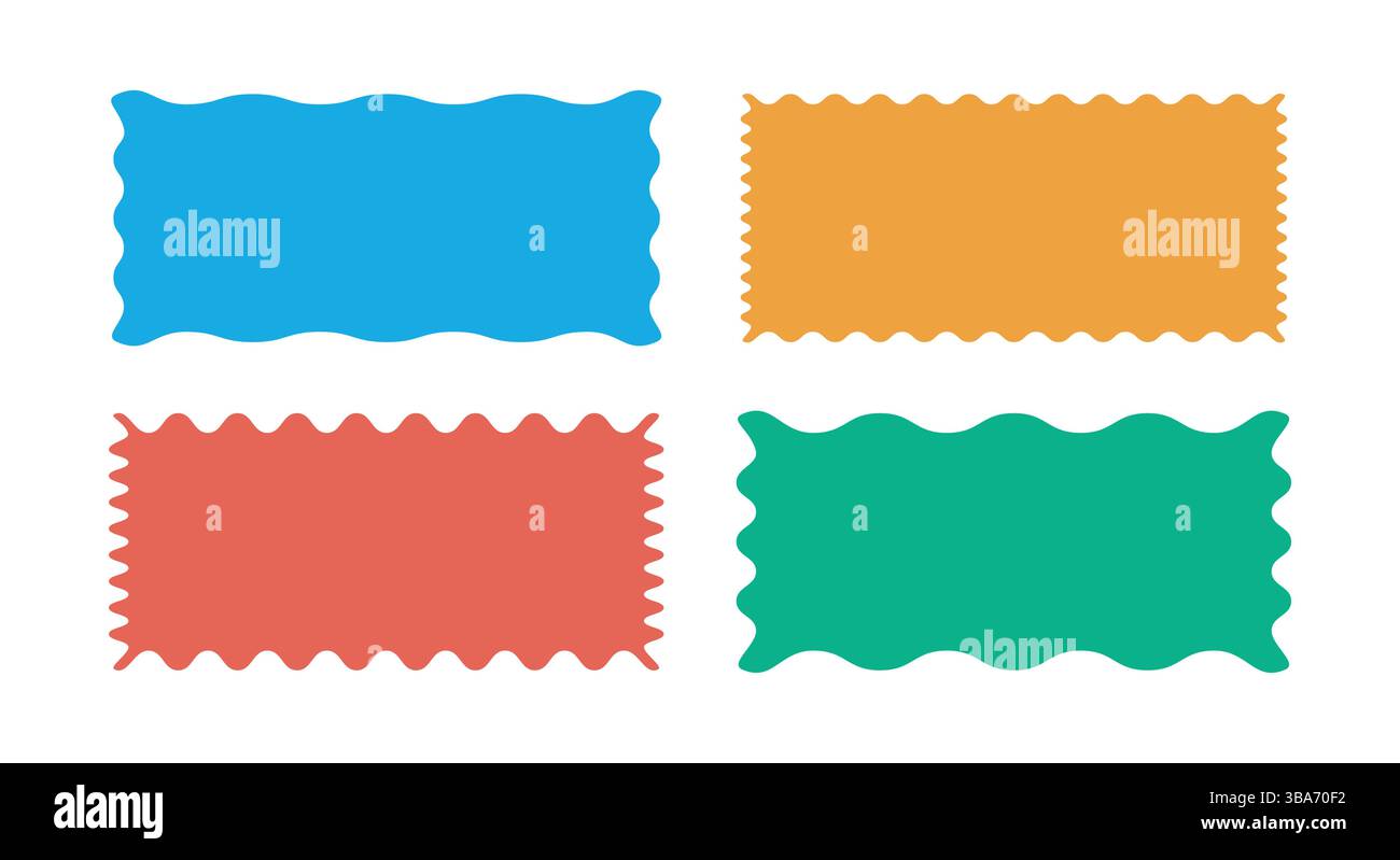 Gezackter Aufkleber oder Stempelsatz mit welligen Kanten Stock Vektor