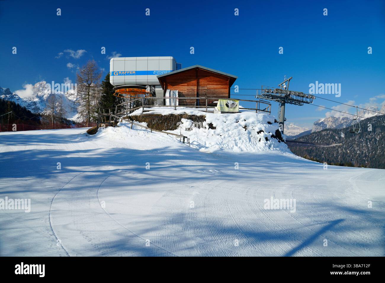 Seilbahn Malón-Monte Agudo, AURONZO D'INVERNO, Winter, Ski, Dolomiten, Auronzo di Cadore, Region Veneto, Provinz Belluno, Stockfoto