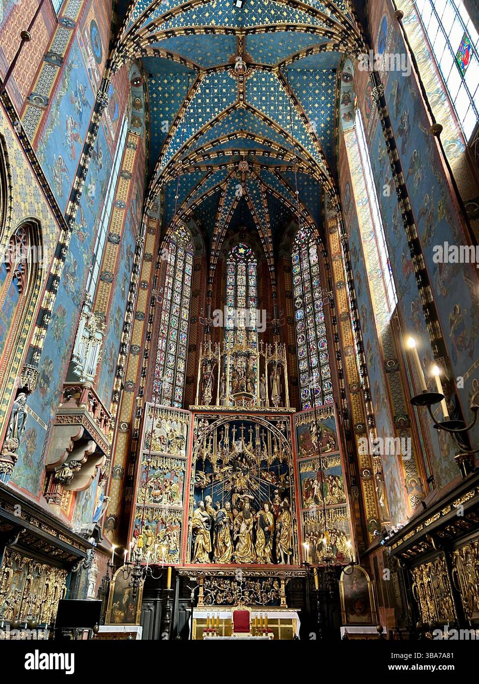 Marienaltar, Marienkirche, Kościół Mariacki, Krakau, Polen Stockfoto