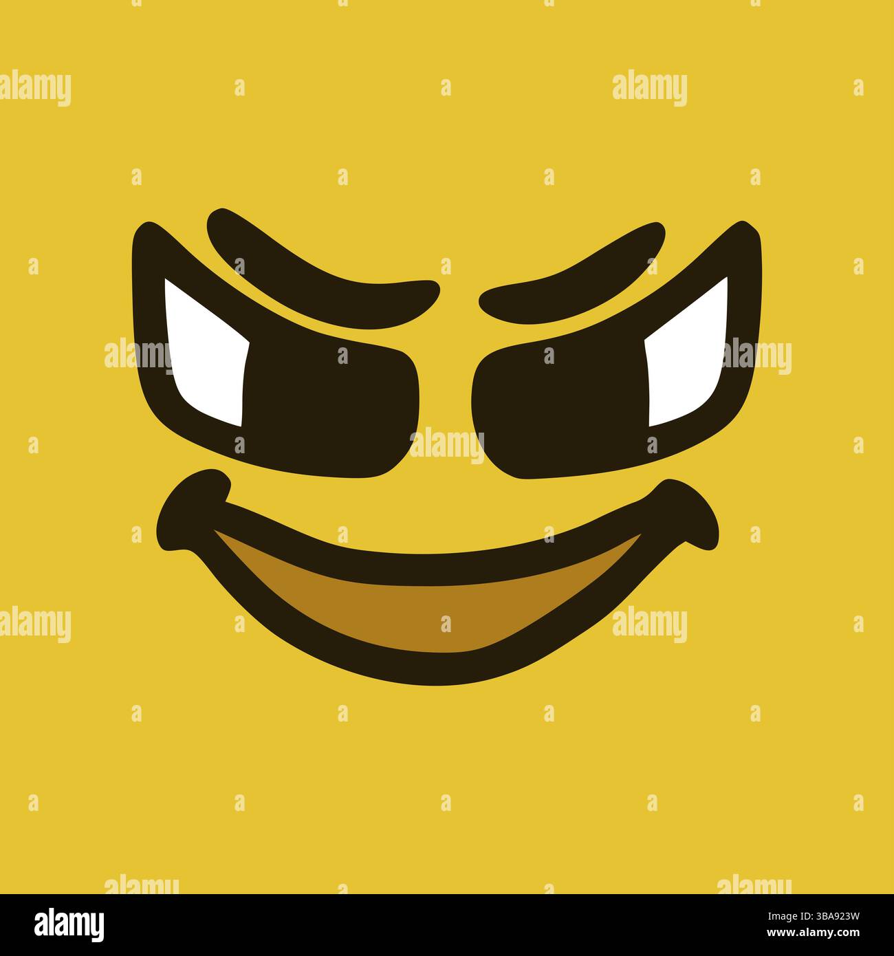 Böses oder wütendes Gesicht. Comic-Gesichtsausdrücke. Doodle-Zeichen Mund und Augen Illustration Stockfoto