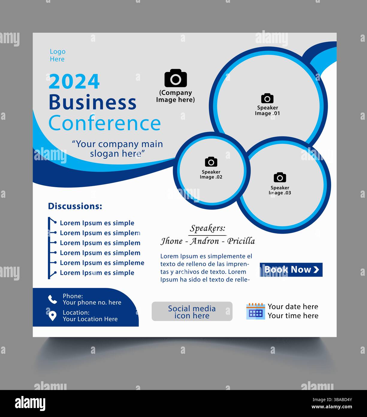Schulung zu kreativem Business Marketing Webinar Social Media Post Template Design. Hintergrund und Illustration für Social-Media-Bannerdesigns in Vektor Stock Vektor