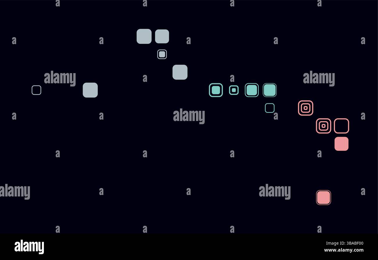 Turks- und Caicosinseln, die Form des Landes, gebaut aus farbigen Zellen. Digitale Karte der Turks- und Caicosinseln auf dunklem Hintergrund. Stock Vektor