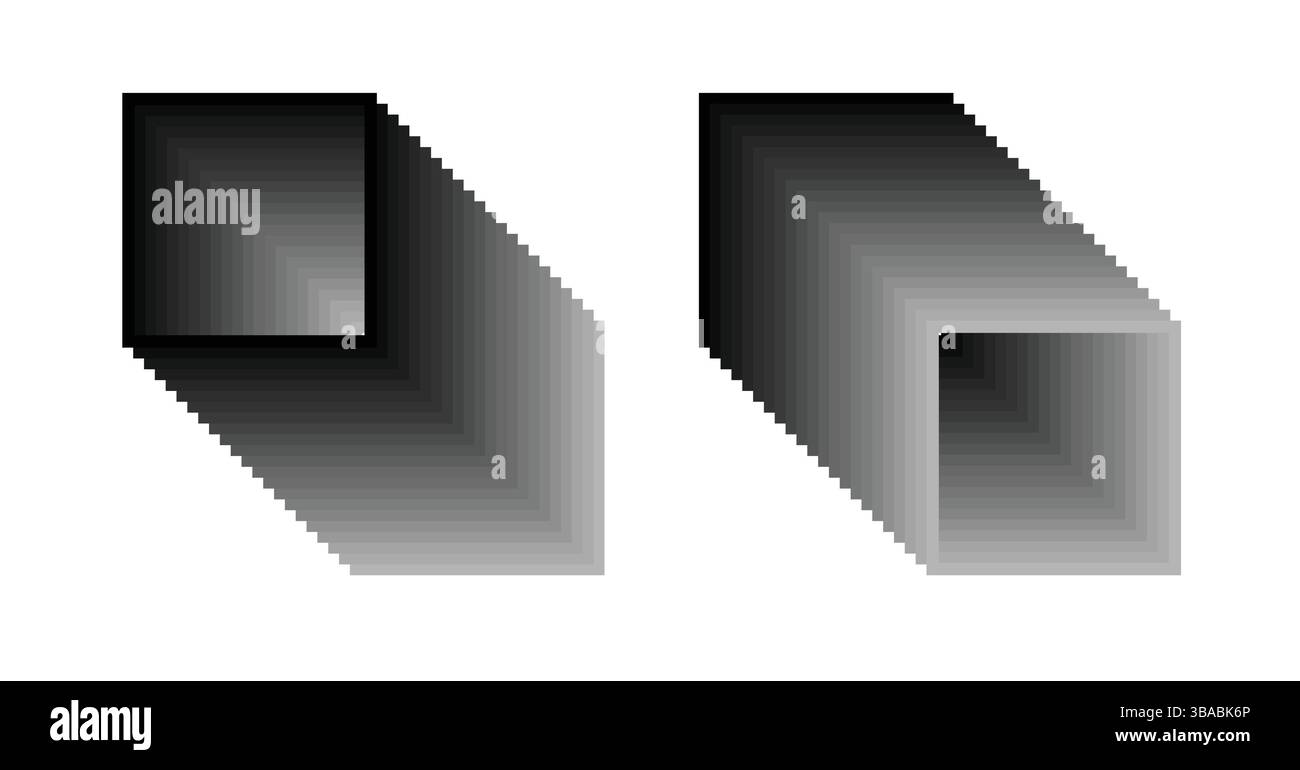 Quadratischer Tunnel, optisches Illusionsmuster, quadratische Tunnelform. Abbildung der Vektorvorlage. Stock Vektor