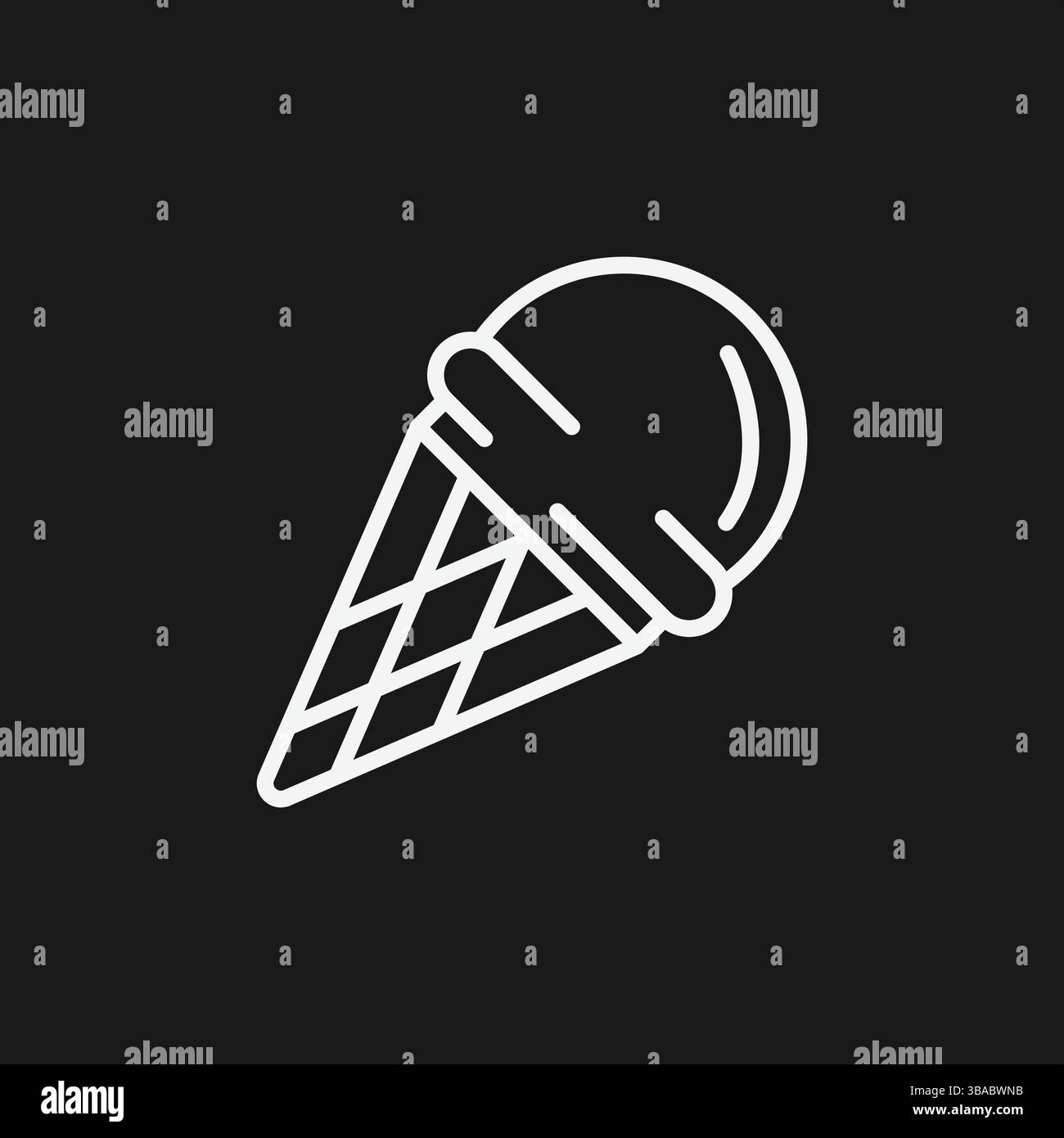 Minimalistischer Eiskegel Icon Weiße Umrisse auf schwarzem Hintergrund für moderne Dessert Logos Stock Vektor