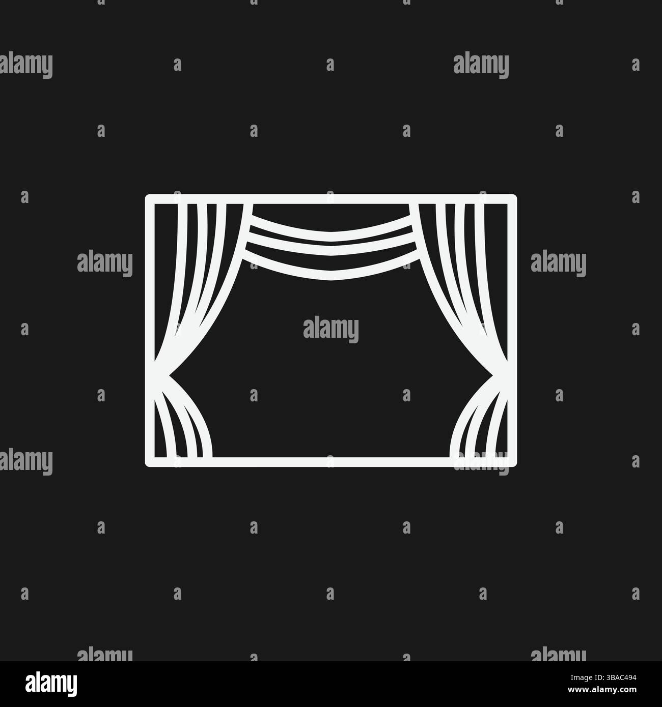 Bühnenvorhänge auf schwarzem Hintergrund Theater-, Performance- und Entertainment-Symbol Stock Vektor