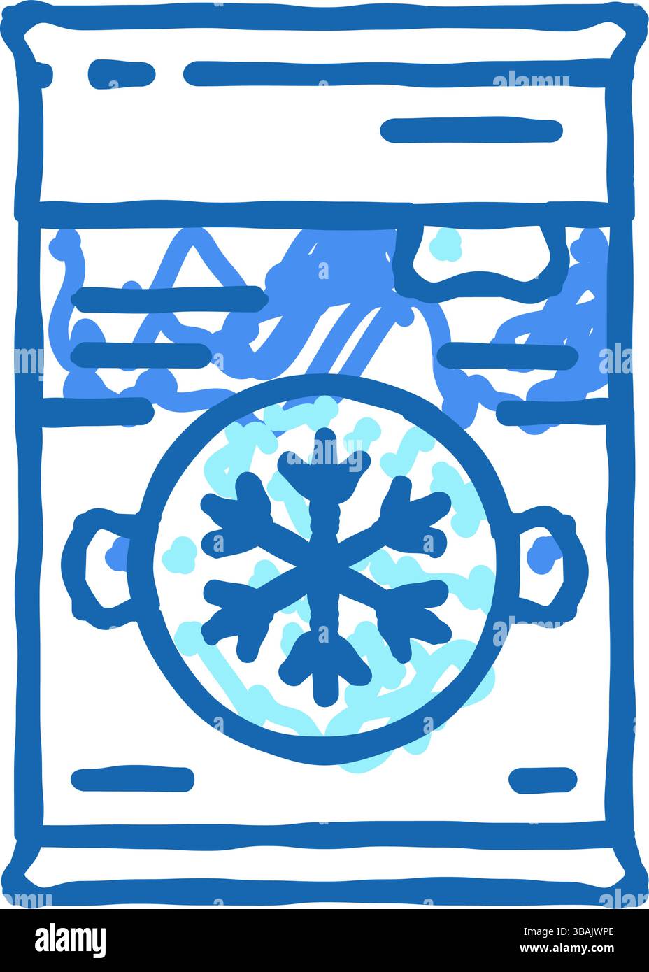 Erste-Hilfe-Symbol für sofortige Kaltkomprimierung, Kritzelillustration Stock Vektor